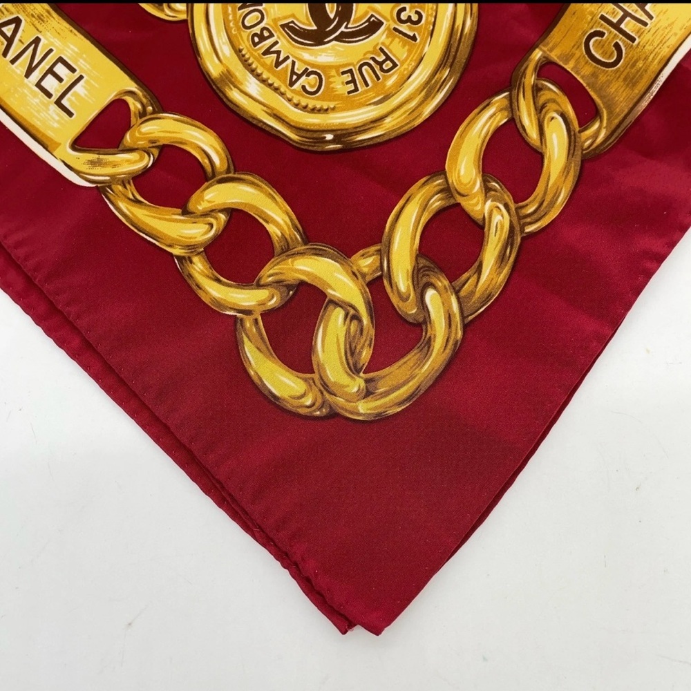 Authentic Chanel Large Gold Chain Pattern Scarf - image 3